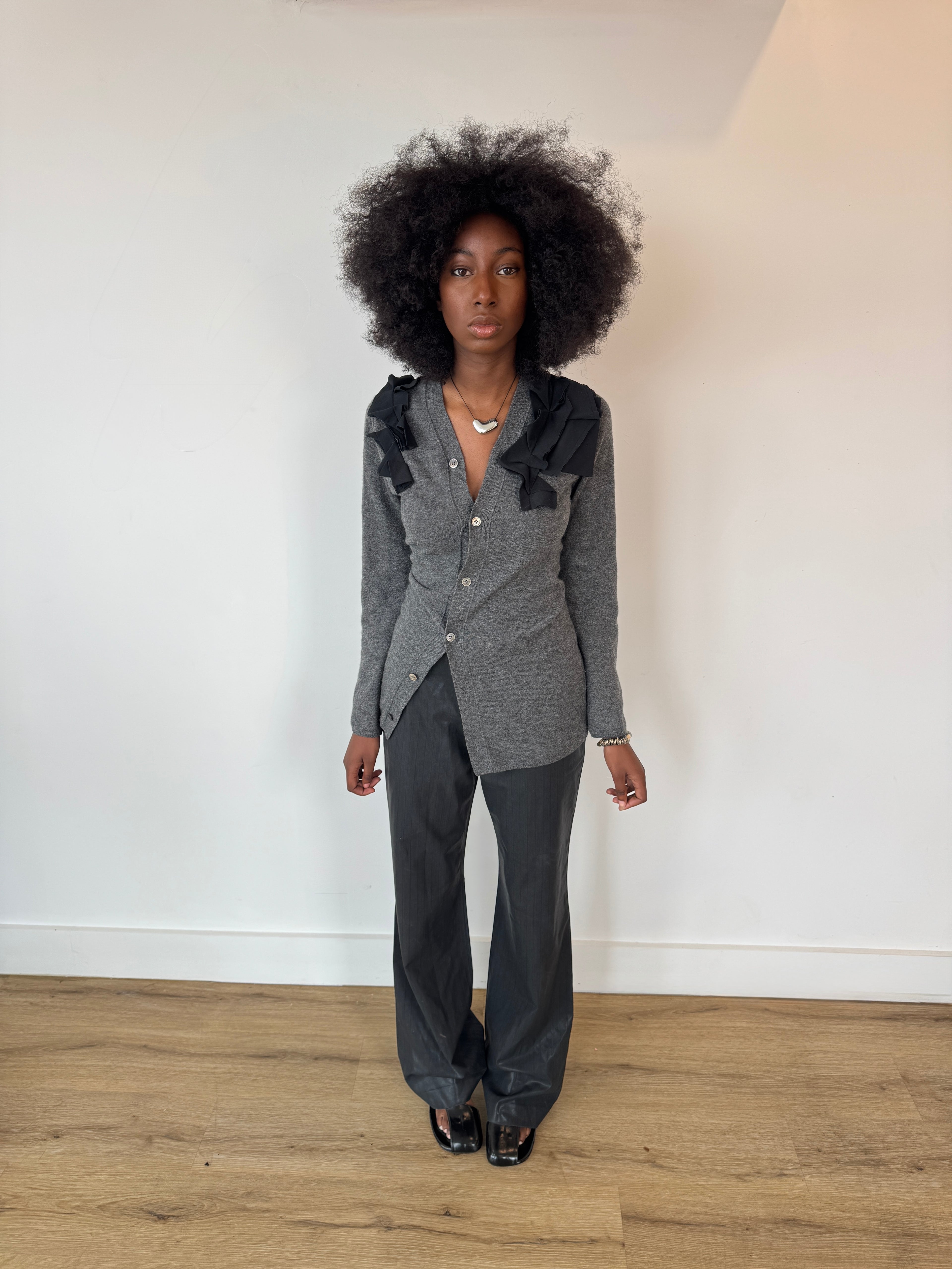 diesel waxed pinstrip trousers