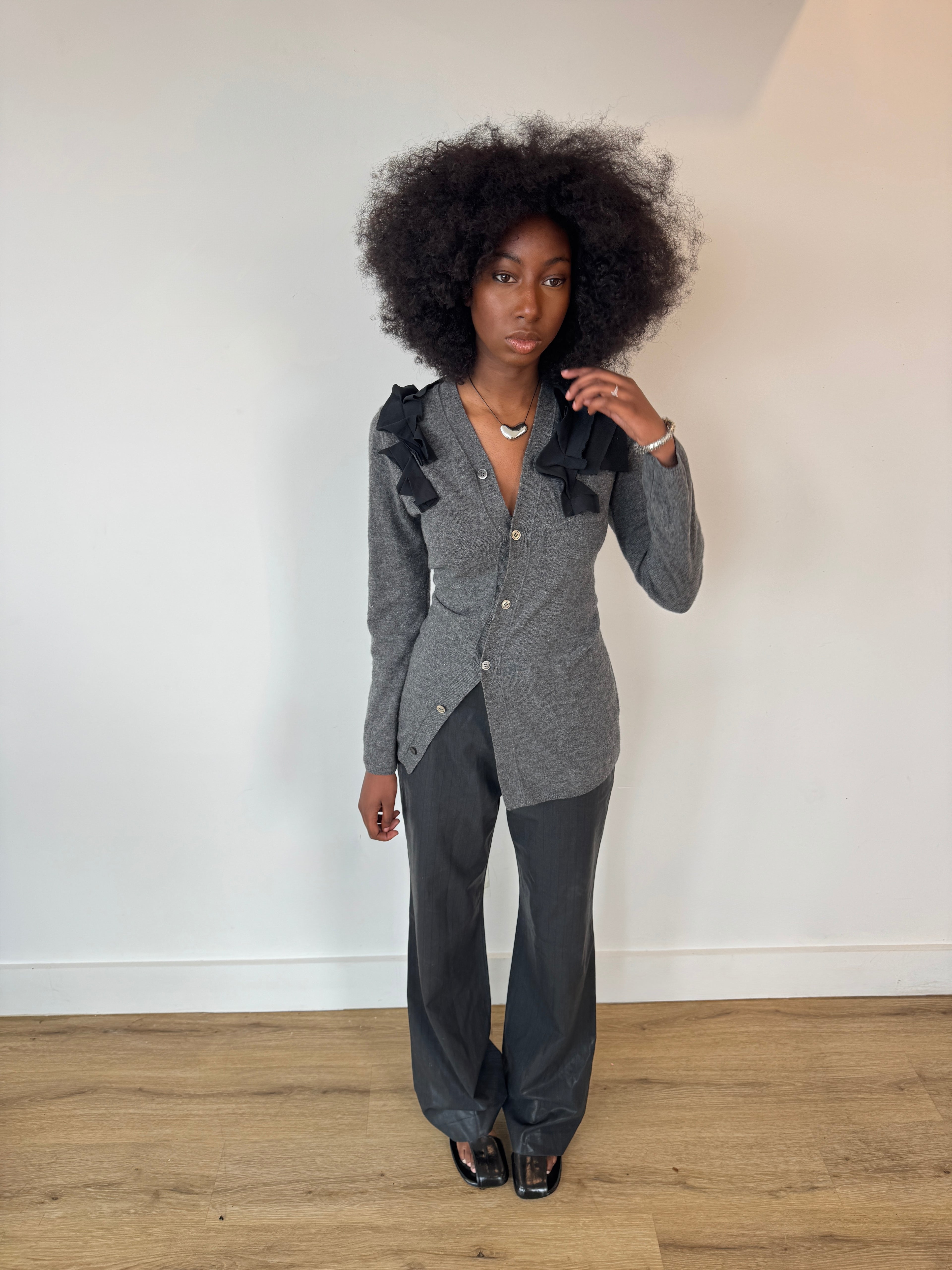 diesel waxed pinstrip trousers