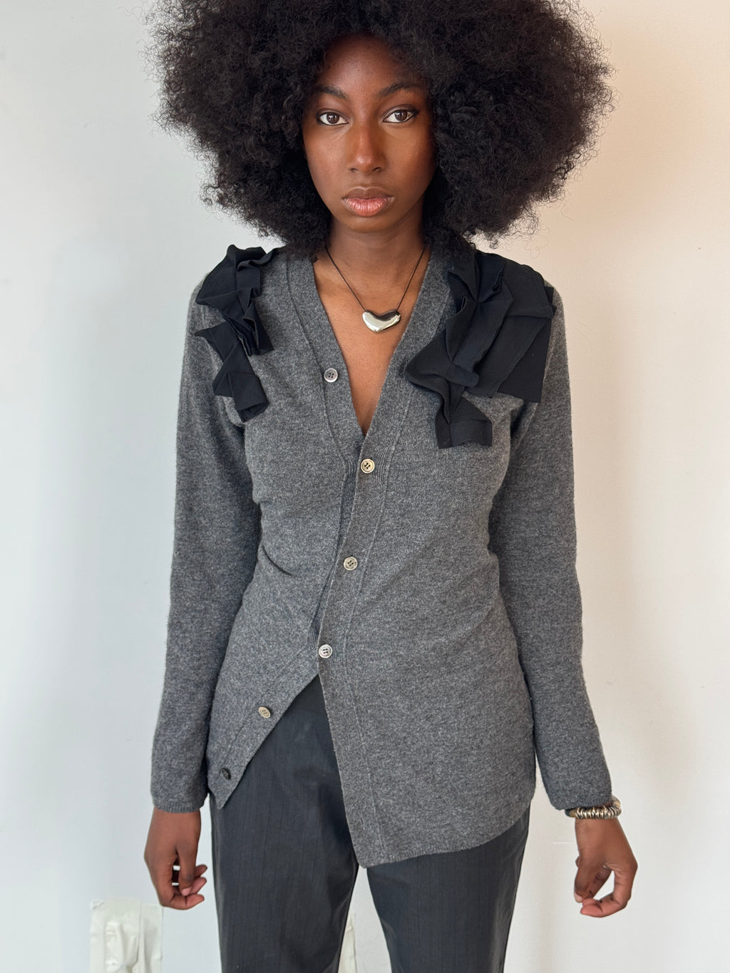 comme des garçons grey knit sweater