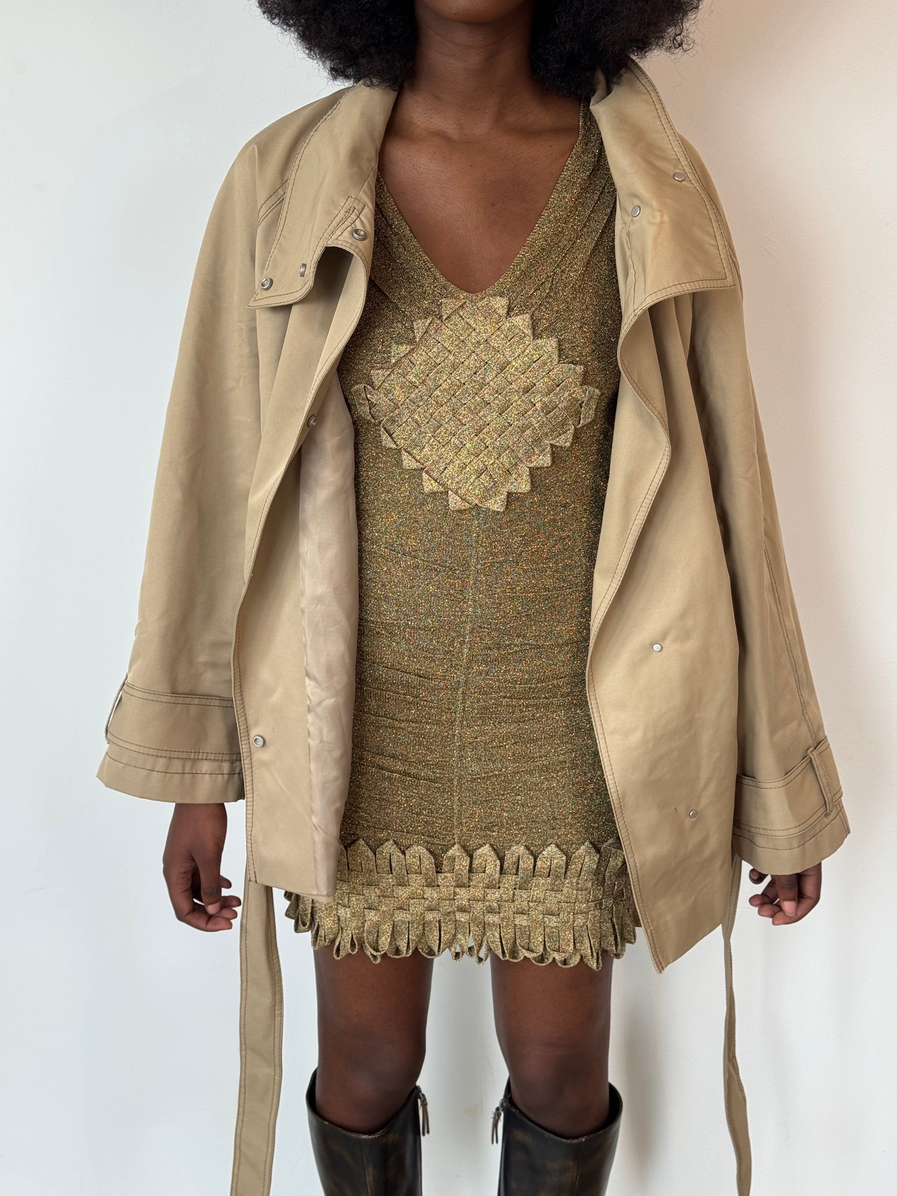 zac posen vintage golden shimmer dress