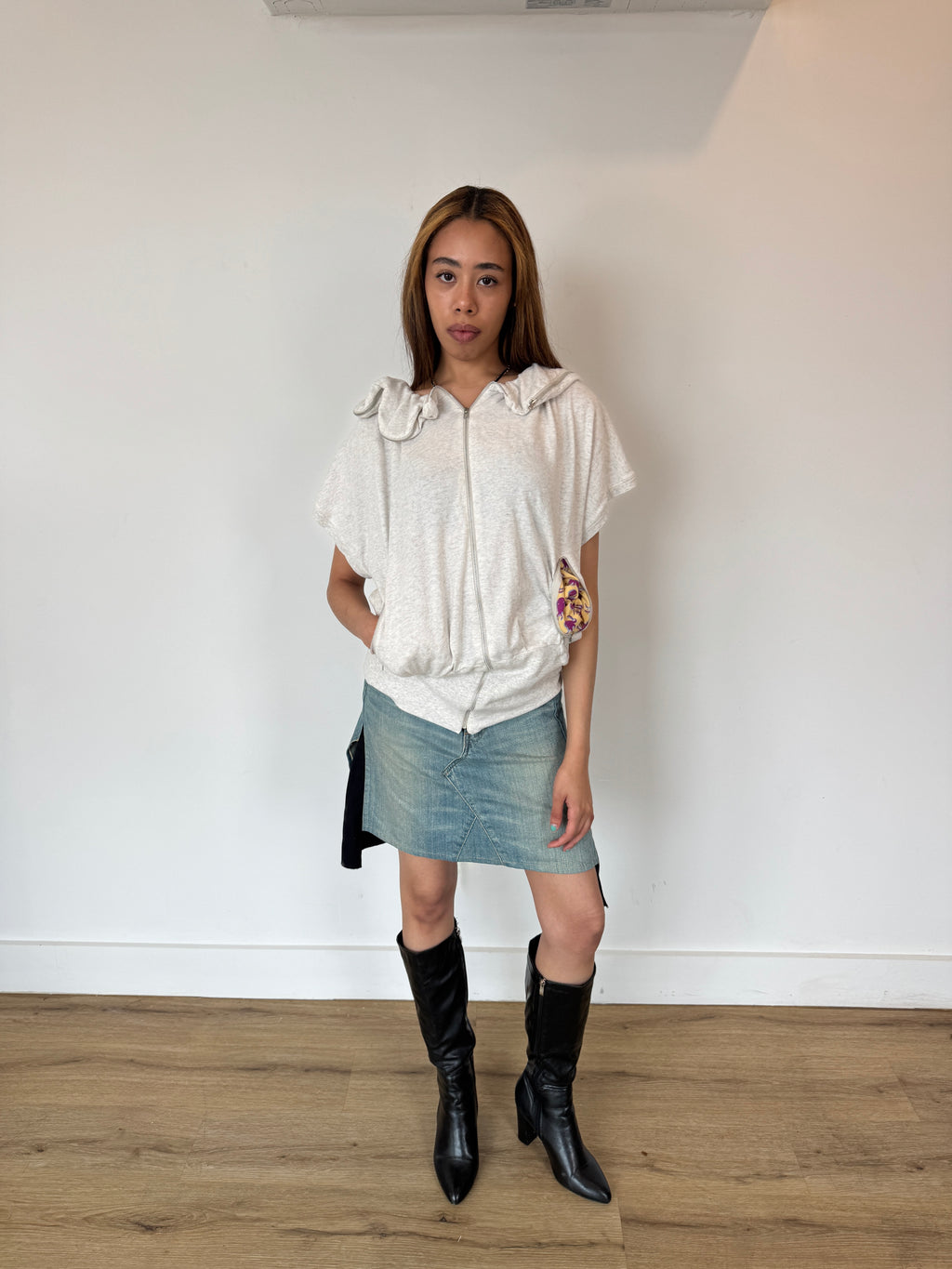 tsumori chisato zipper detail sweatshirt