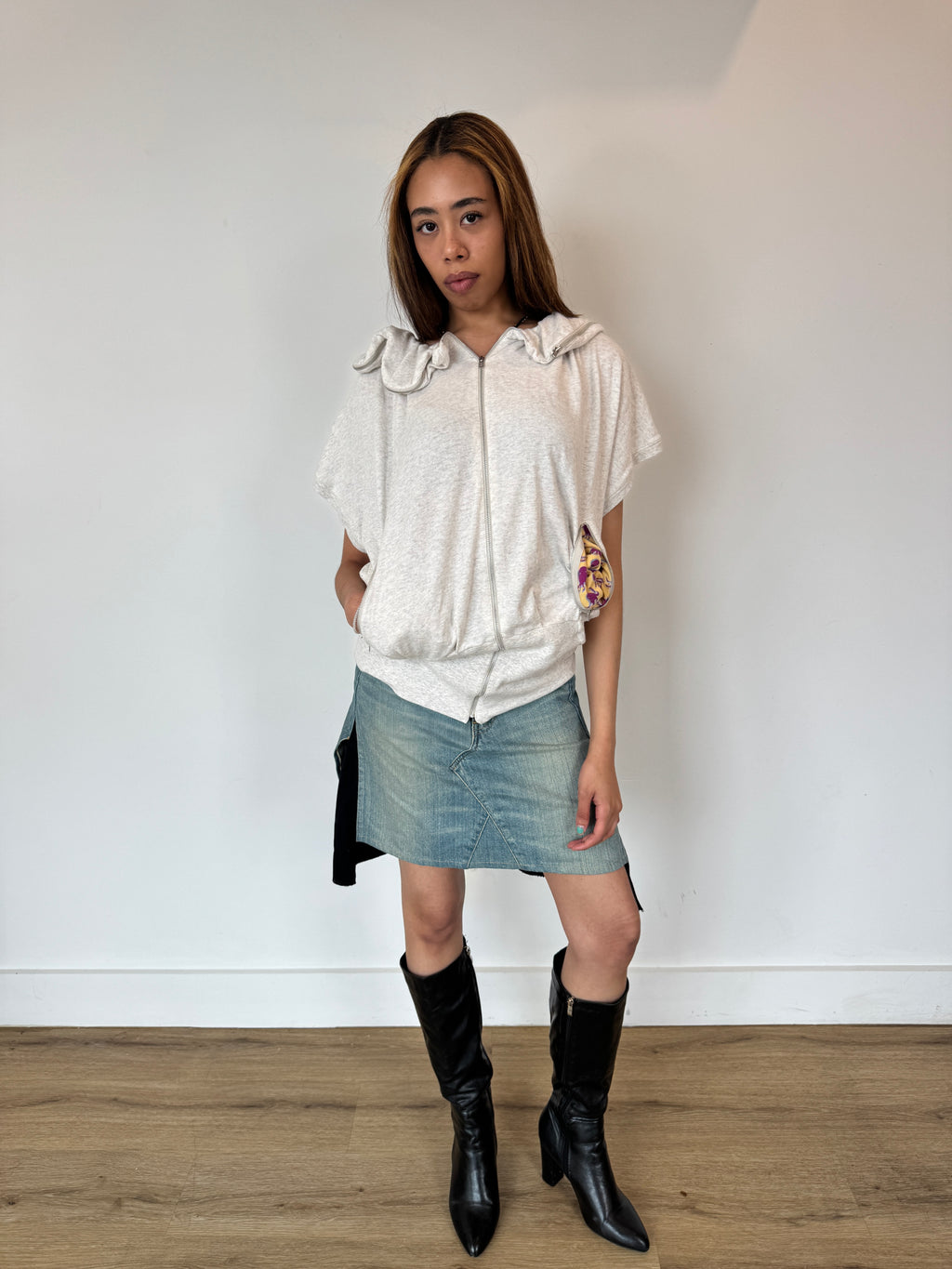 tsumori chisato zipper detail sweatshirt