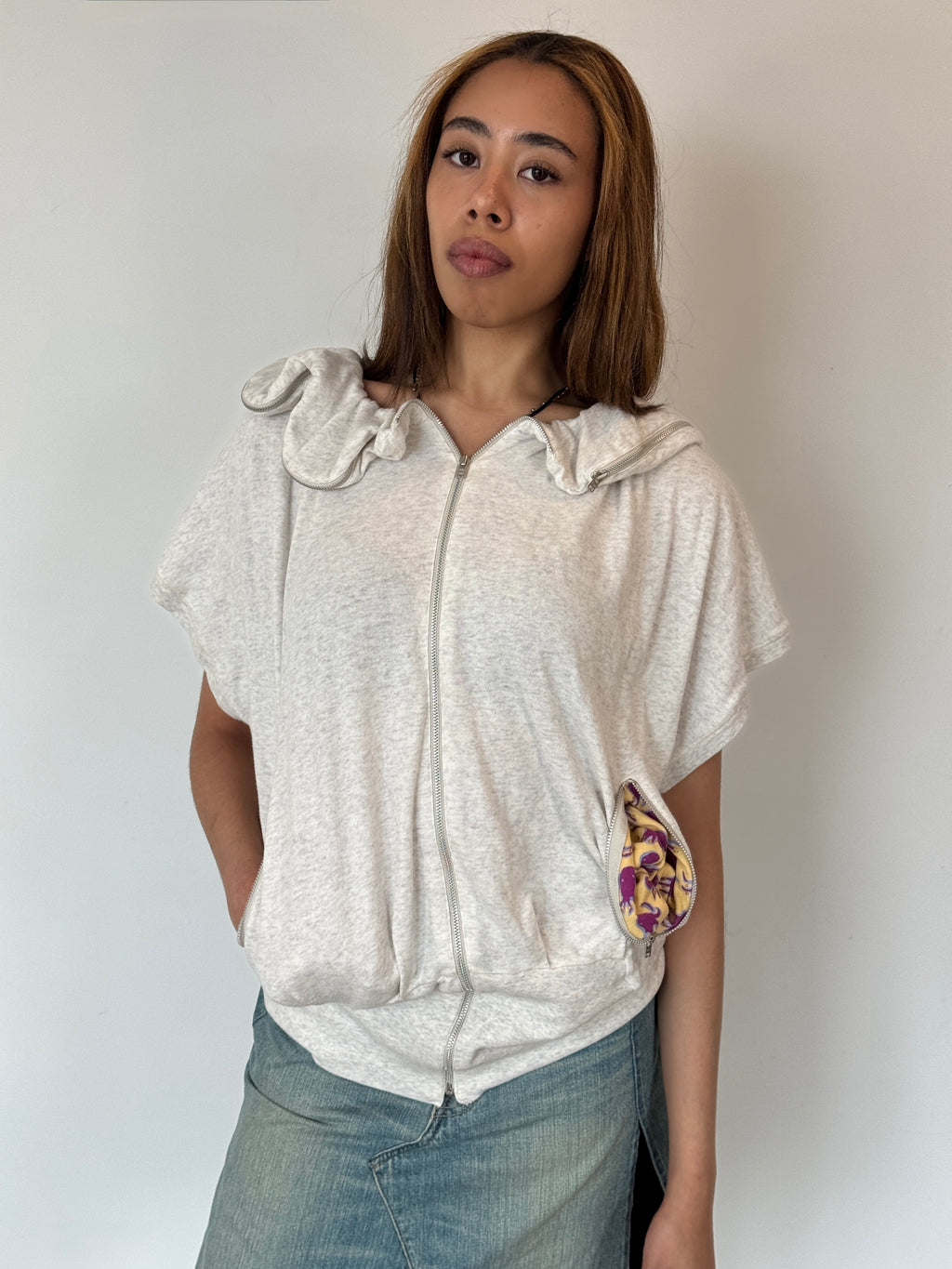 tsumori chisato zipper detail sweatshirt