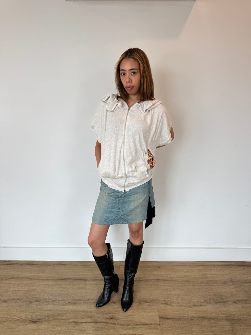 tsumori chisato zipper detail sweatshirt