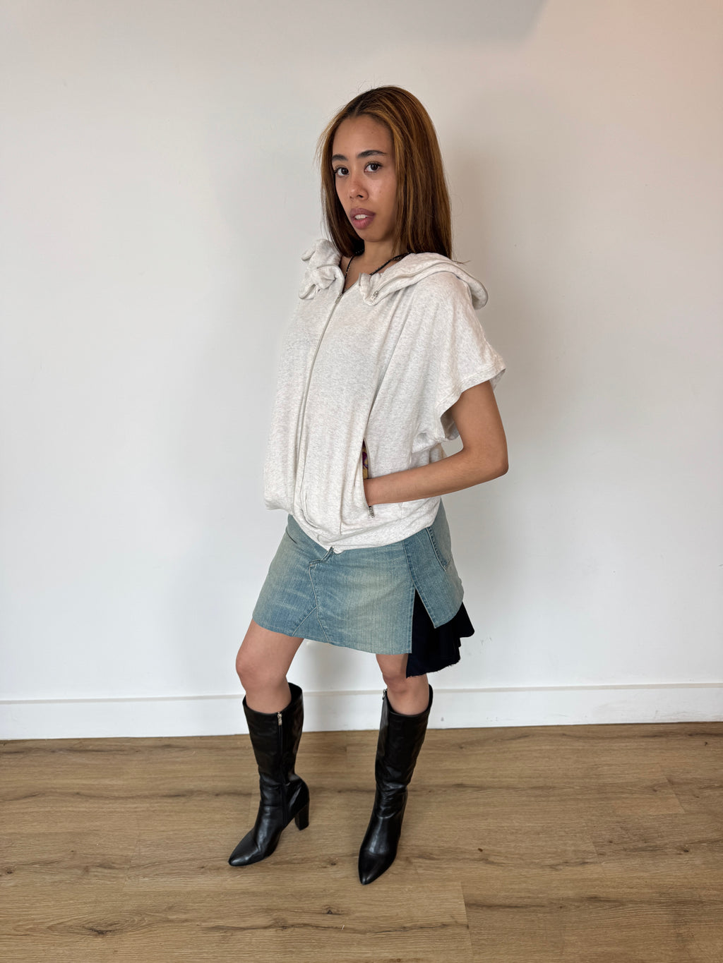 tsumori chisato zipper detail sweatshirt